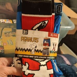 Peanuts Boxer Briefs and Socks Set - Red, Black, and Blue